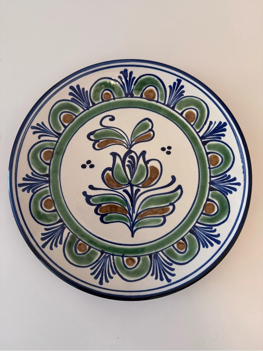 Kovács Kerámia Mezőtúri Hungarian Ceramic Wall Plate - Green & Brown